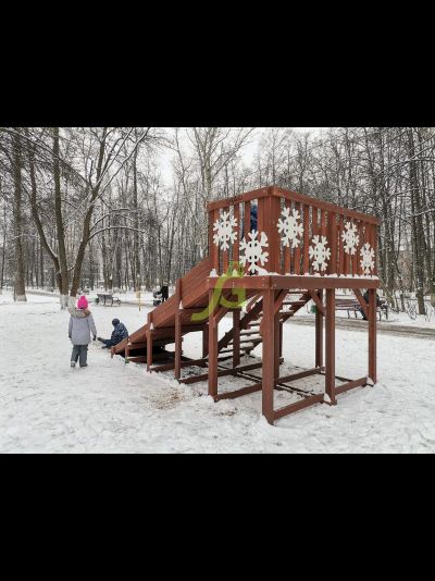 Деревянная зимняя горка "IgraGrad Snow Fox", скат 4 м