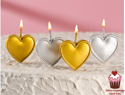Свечи в торт "Сердечки", набор 4 шт.