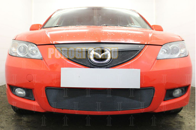 Защита радиатора Mazda 3 2006-2009 (седан) black верх