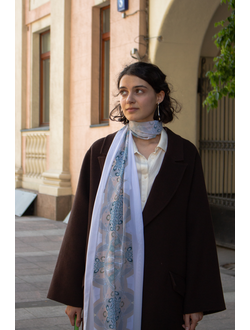 Палантин "Иней",  авторский принт, 50х180 см