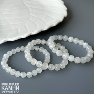 Браслет лунный камень, шары  качество 3А, размер в ассортименте, цена за штуку