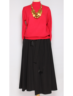 Юбка  "Широкая асимметрия хлястики" черная до р.52