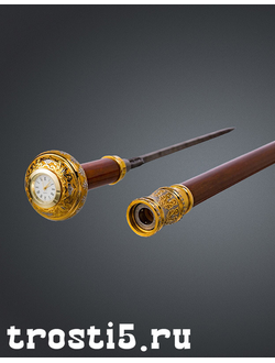 Интересная резная трость посох с часами