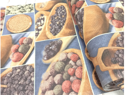 Вафельное полотно 176 г/м2 цвет синий принт Четыре перца