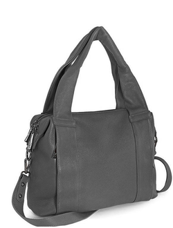 (АРТИКУЛ: 9999/82) СУМКА ЖЕНСКАЯ СРЕДНЕГО РАЗМЕРА, НАТУРАЛЬНАЯ КОЖА, ТЕМНО-СЕРАЯ, ДВА ОТДЕЛЕНИЯ, С ПЛЕЧЕВЫМ РЕМНЕМ