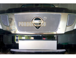 Защита радиатора Nissan Patrol 2010-2013 (3 части) chrome верх PREMIUM