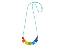 Бусы-прорезыватель из силикона Гексагоны радужные