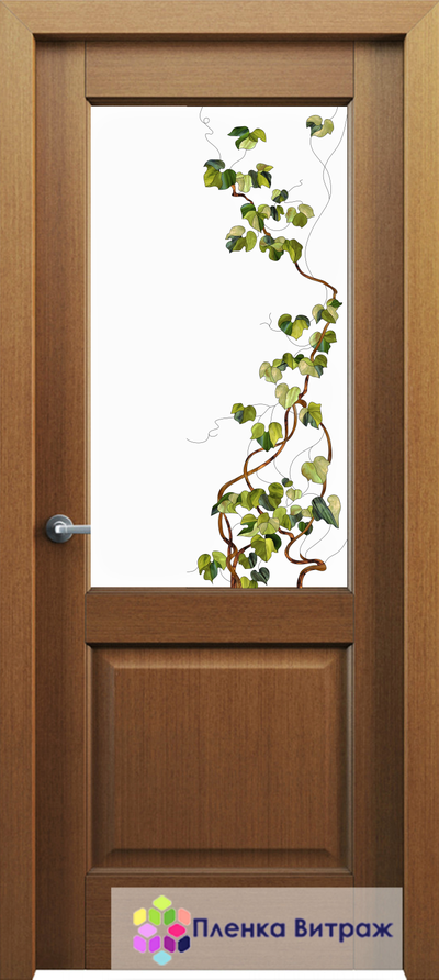 Витражная пленка, витражная пленка самоклеющаяся под заказ,пленочный витраж флора с листьями