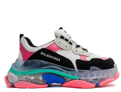 Кроссовки Balenciaga Triple S мульти розовые с серым с прозрачной подошвой женские