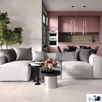 Керамогранит Ocean Ceramic Blaze silver светло-серый 60 x 120 см карвинг