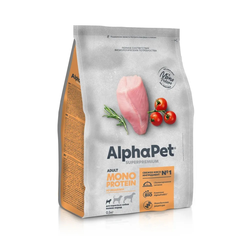 AlphaPet (АльфаПет) Superpremium Monoprotein сухой корм для взрослых собак мелких пород с индейкой, 500 г
