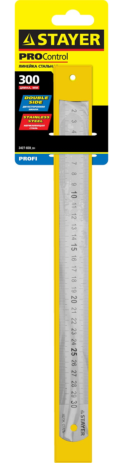 Нержавеющая линейка STAYER длина 0.3 м, Professional