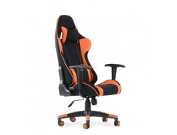 Кресло Barneo K-50 черная сетка оранжевые вставки, газлифт 3кл, реклайнер игровое купить в Алуште