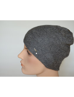 Серая вязаная шапка из альпака и шелка Vizio Италия 7000 CY