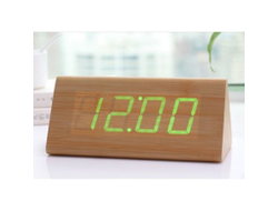 Часы-будильник Пирамида 21 цвет бамбук зеленые цифры