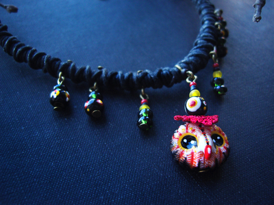 Колье в стиле лесного бохо "Лес чародеев", украшение с совой и бусинками от сглаза