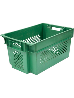 Ящик 600*400*300 мм. для овощей конусный перфорированный, зелёный