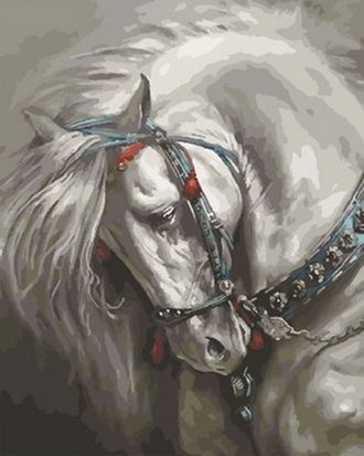 Картина по номерам 40х50 Эксклюзив!!! Белая лошадь