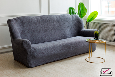 Чехол на 2х местный диван Жаккард Волна Пепельный. Россия