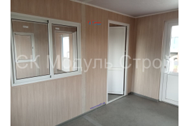 Модульное здание "Проходная" 8мх4м + 3мх2,4м. утепление 100 мм. Ral 5005. Внутри отделка МДФ