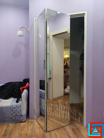Зеркальные двери для ниши и гардеробной из 2-х створок