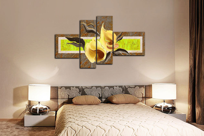 Модульная картина "Цветы на зеленом"