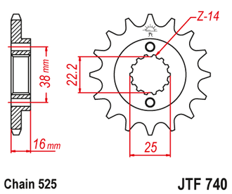 Звезда ведущая JT JTF740.15 (JTF740-15) (F740-15)