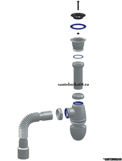 Сифон для мойки с прикручивающимся выпуском Unicorn B220