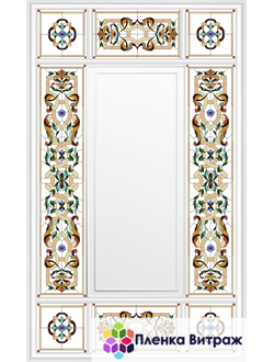 Пленка самоклеющая на потолок , розы витражная пленка, пленочный витраж с классическим рисунком