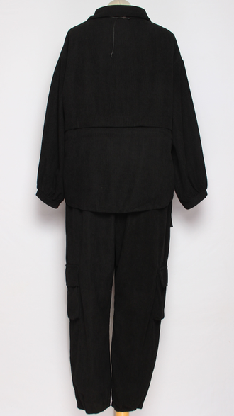 Костюм Бохо "КРУПНЫЙ ВЕЛЬВЕТ КАРМАНЫ" черный р.42-48