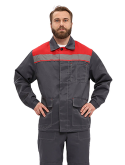 Костюм "УДАРНИК" куртка/брюки Т.СЕРЫЙ/КРАСНЫЙ