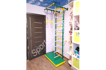 ДСК ЮНЫЙ АТЛЕТ МОДЕЛЬ «ПРИСТЕННЫЙ-ЛАЙТ», цвет металла зеленый + МАТ ГИМНАСТИЧЕСКИЙ 1,0*0,5Х0,1 М