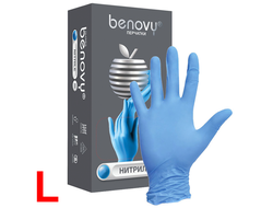 Нитриловые Перчатки "Benovy" (L) Blue (100 пар)