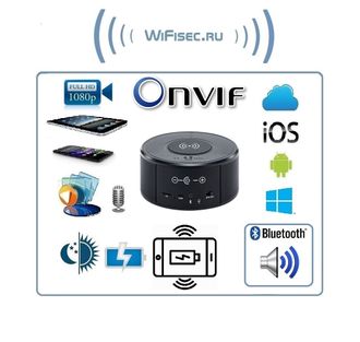 IP видеоняня WiFi ( беспроводная зарядка, моно колонка Bluetooth) с аккумулятором с DVR, Full HD 2 Mp (HDSmartIPC)