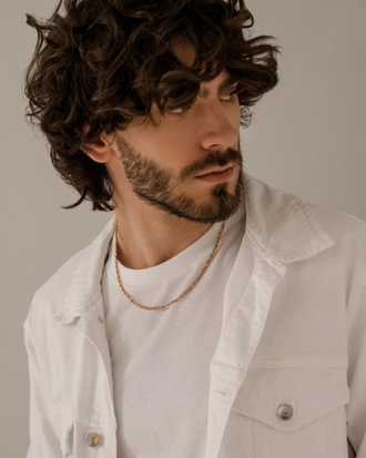 Цепь серебряная Шарик-Бочка из 3-х косичек с алмазной гранью и золочением НЦ 22-100Ю-4