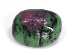 Корунд красный в цоизите, галтовка (светится в УФ), Танзания (29*20*16 мм, 19 г) №35188