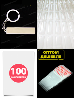 КОМПЛЕКТ 100 ШТ.: БРЕЛОК ГОС. НОМЕР АВТО. С БОРТИКАМИ «СТАНДАРТНОЕ КРЕПЛЕНИЕ» — СЕРЕБРО. 51*12,9 мм.
