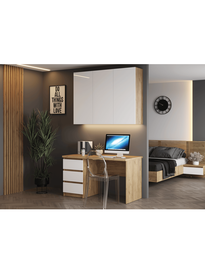 Бостон стол письменный Дуб Крафт золотой/Белый глянец