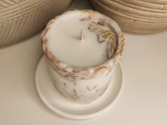 Ботаническая свеча из соевого воска с овсом, 1 шт., 7,5 x 7,5 см
