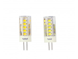 Лампа светодиодная General G4 12V 5W 2700K 2K 45x16 пластик. прозрач. BL5  (упаковка 5 шт, цена за 1шт.) 653200