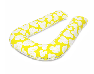 Подушка для беременных U 340 см с шариками антистресс внутри + наволочка на молнии хлопок Микки солнечные