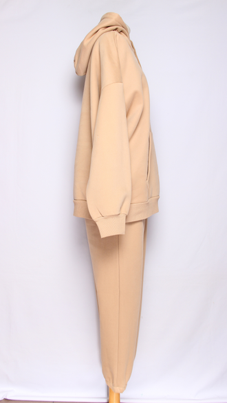 Костюм тройка: худи, брюки, жилет."Теплый с жилетом" бежевый р.48-50