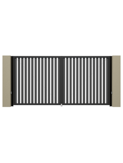 Распашные ворота Алютех Prestige с заполнением из алюминиевых экструдированных профилей 3750х2085мм