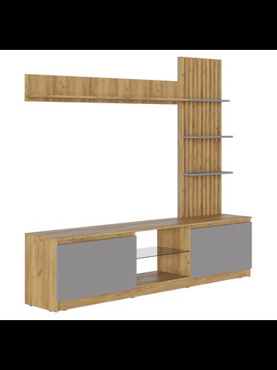 Бостон стенка НМ-001 НМ-001 Дуб крафт золотой/ЛДСП Серый шифер
