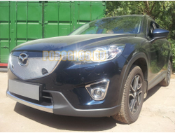 Защита радиатора Mazda CX-5 2012-2014 chrome с парктроником верх PREMIUM