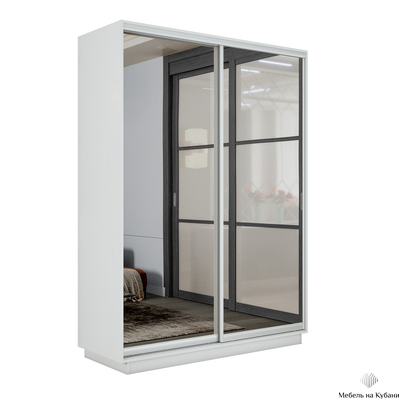 Экспресс шкаф-купе 2-х дверный (Зеркало) 1,2х2,2м Белый, Анкор светлый, Сонома, Ясень шимо светлый, Крафт табачный, Серый диамант, Бетон, Венге, Кашемир