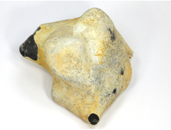 Кремень черный в светлой природной корочке, необработанный "дикий" образец, Россия (68*68*63 мм, 322 г) №21531