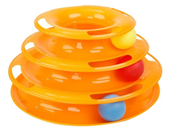 Игрушка для кошек "Трек пластиковый трехэтажный с мячиками", 24,5х12 см