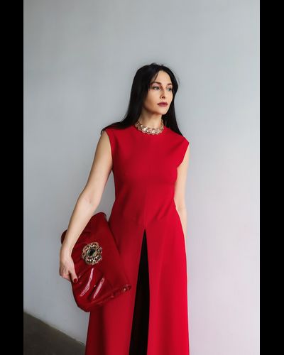 Топ удлиненный из вискозы (красный)