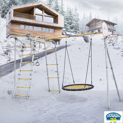 Детский спортивный комплекс для дачи ROMANA Акробат - 2 (с пластиковыми качелями)